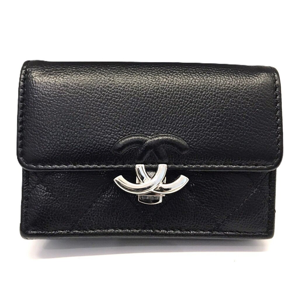 CHANEL Black Caviar Leather Wallet